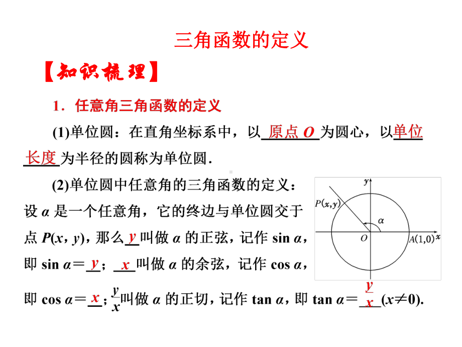 高中数学必修4三角函数优质课件：三角函数的定义.ppt_第1页