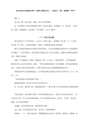 2022届北京市海淀区高三二模作文题及范文5篇：（记叙文）“路、里程碑”“种子”.docx