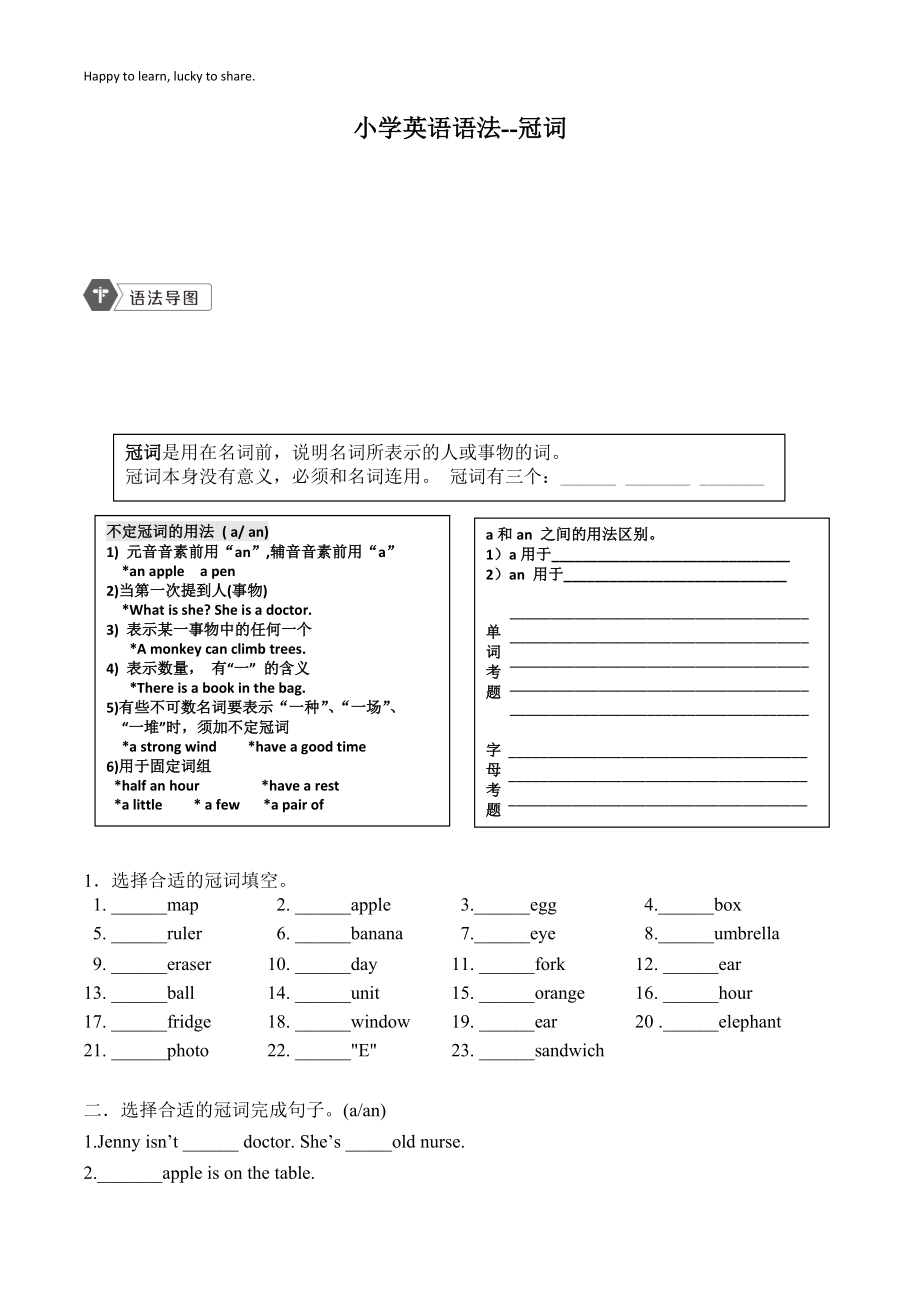 小升初复习专题小学英语六年级语法-冠词综合检测卷（无答案）.zip