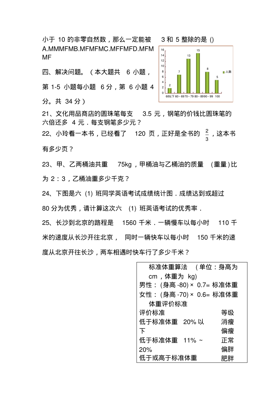 2014年长沙市小升初入学分班考试数学试卷(真题).pdf_第3页