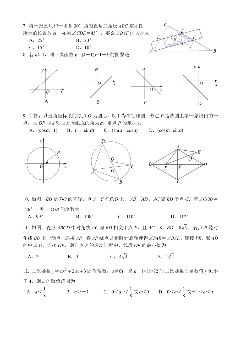 2022年山东省济南市槐荫区一模数学卷.pdf_第2页