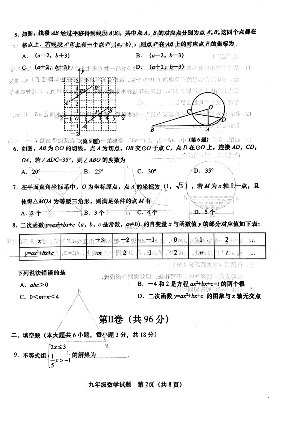 2022年山东省青岛西海岸新区九年级二模数学试题.pdf_第2页