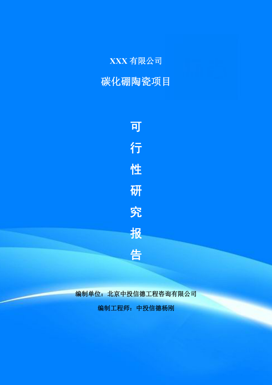 碳化硼陶瓷项目可行性研究报告申请报告模板.doc_第1页