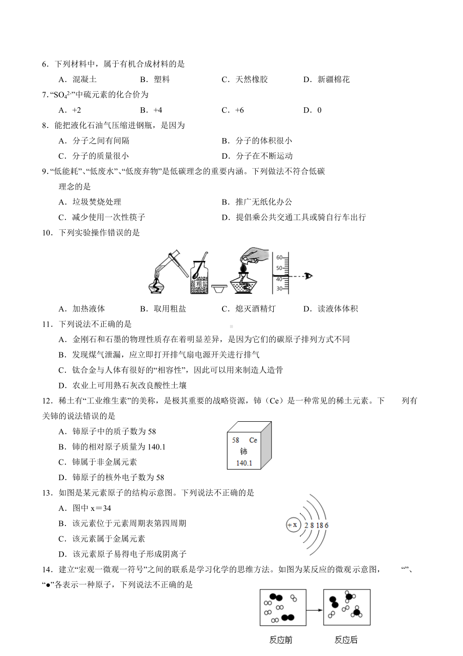 2022年云南省初中学业水平考试冲刺卷化学试卷.docx_第2页