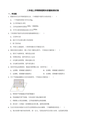 重庆市合川区八年级上学期物理期末质量检测试卷及答案.docx