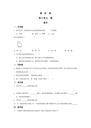 人教版六年级上册数学课时练第五单元《扇形》01附答案.pptx