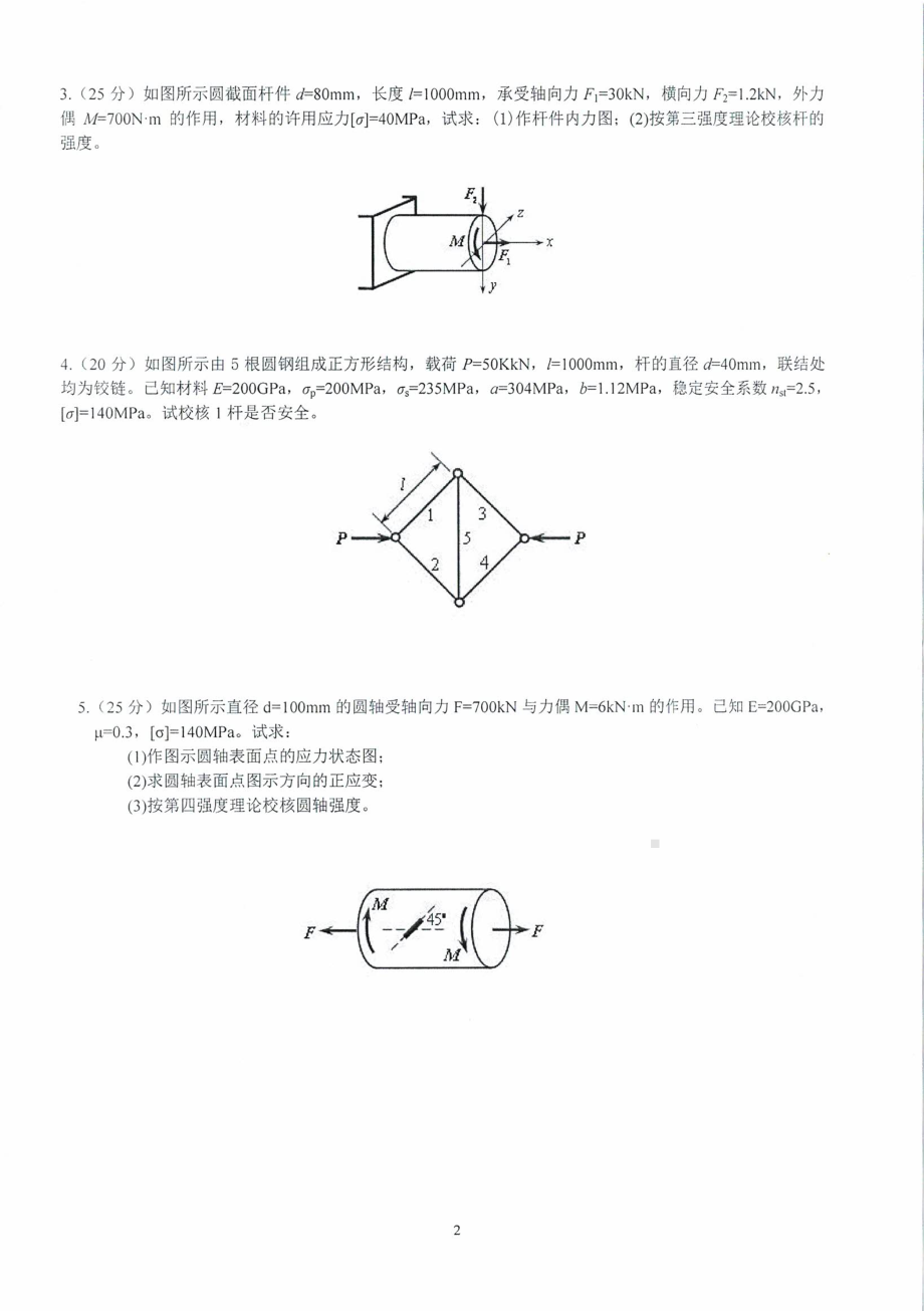 沈阳农业大学硕士考研专业课真题2021-901材料力学（专硕）.pdf_第2页