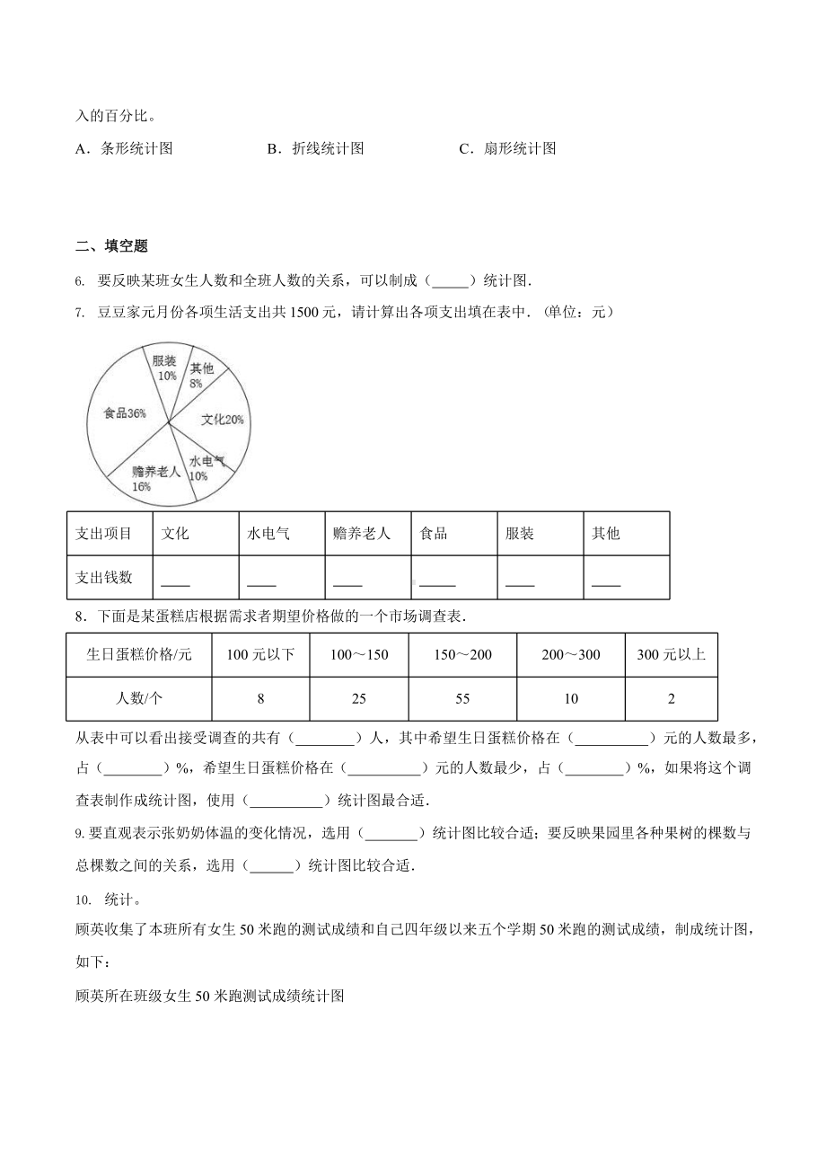 人教版六年级上册数学课时练第七单元《扇形统计图》02附答案.pptx_第2页