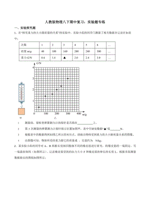 2022年人教版物理八下期中复习：实验题专练.pptx