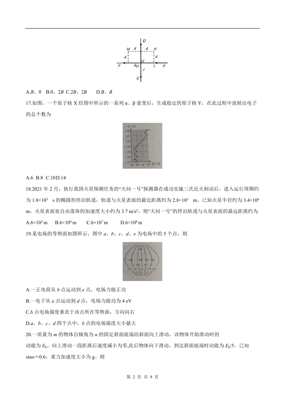 2021年全国甲卷理综物理高考真题文档精编版（含答案）.docx_第2页