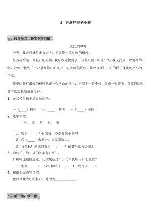 部编版二年级下册语文课后作业 第3课《开满鲜花的小路》含答案.pptx