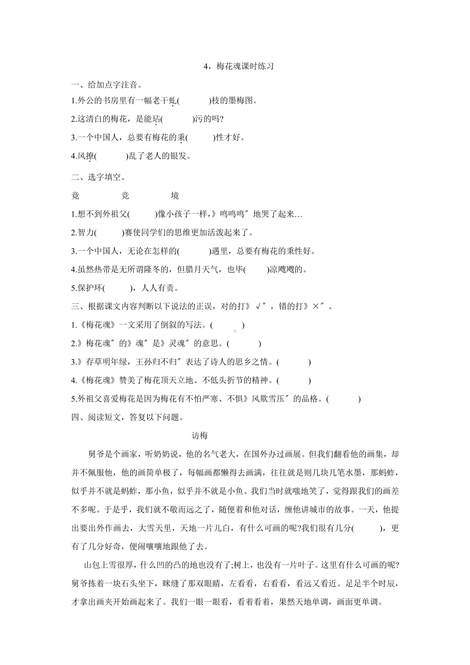 《梅花魂》课时练习03含答案.pdf_第1页