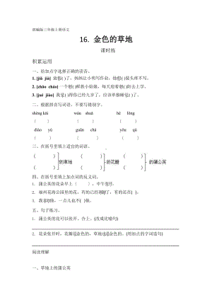 部编版三年级上册语文课时练第16课《金色的草地》02附参考答案.pptx