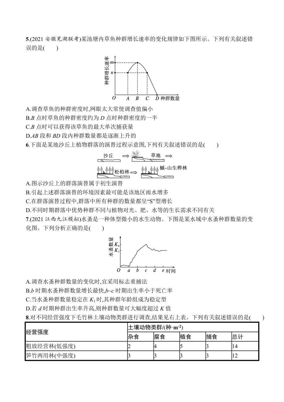 2023届高考生物一轮复习单元质检卷11：种群和群落.docx_第2页