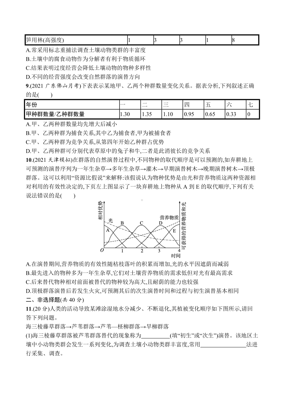 2023届高考生物一轮复习单元质检卷11：种群和群落.docx_第3页