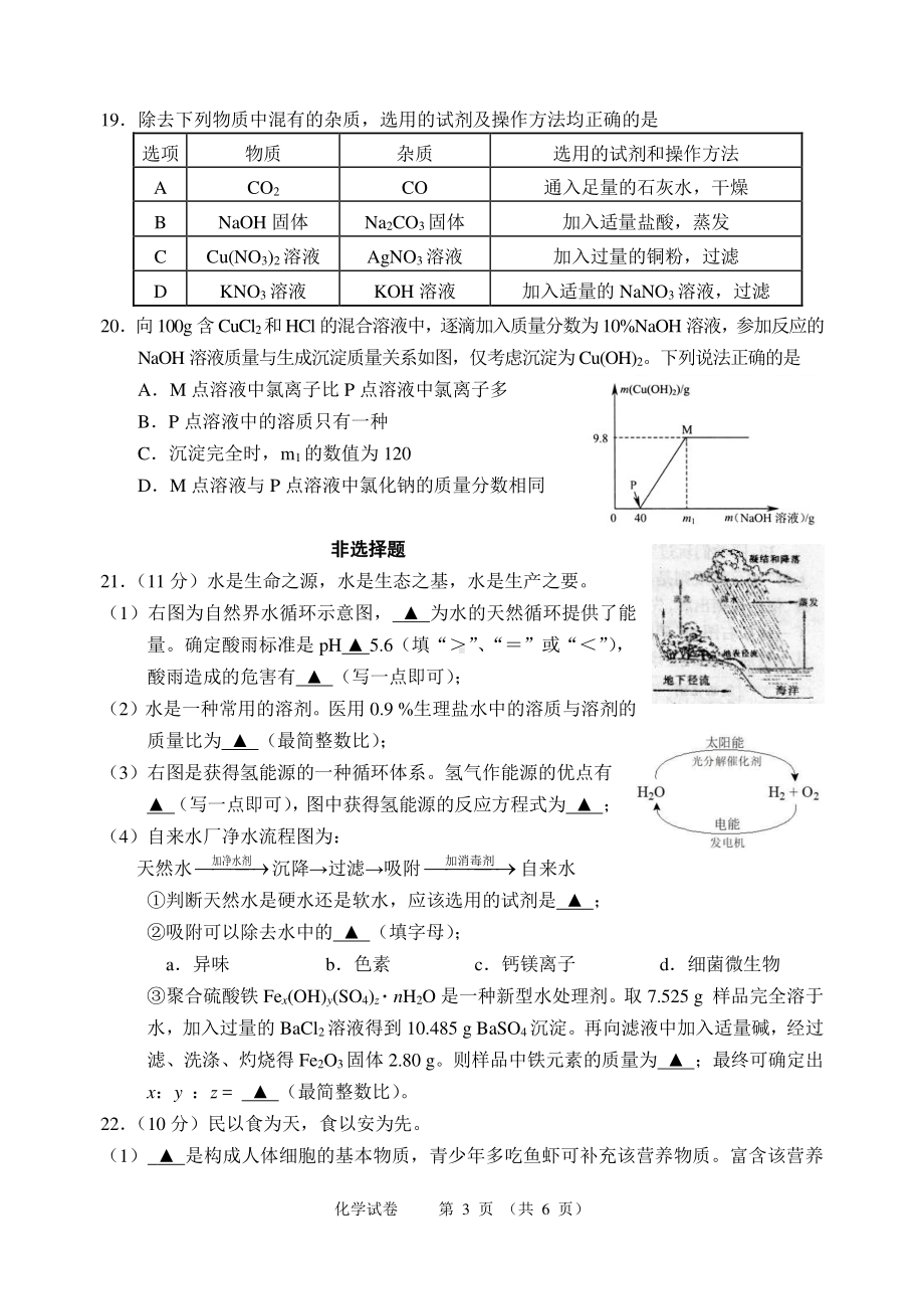 2022年江苏省扬州市梅岭教育集团中考二模化学试题.pdf_第3页