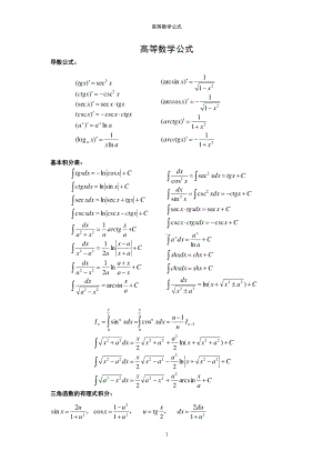 高等数学公式大全以及初等函数图像.pdf