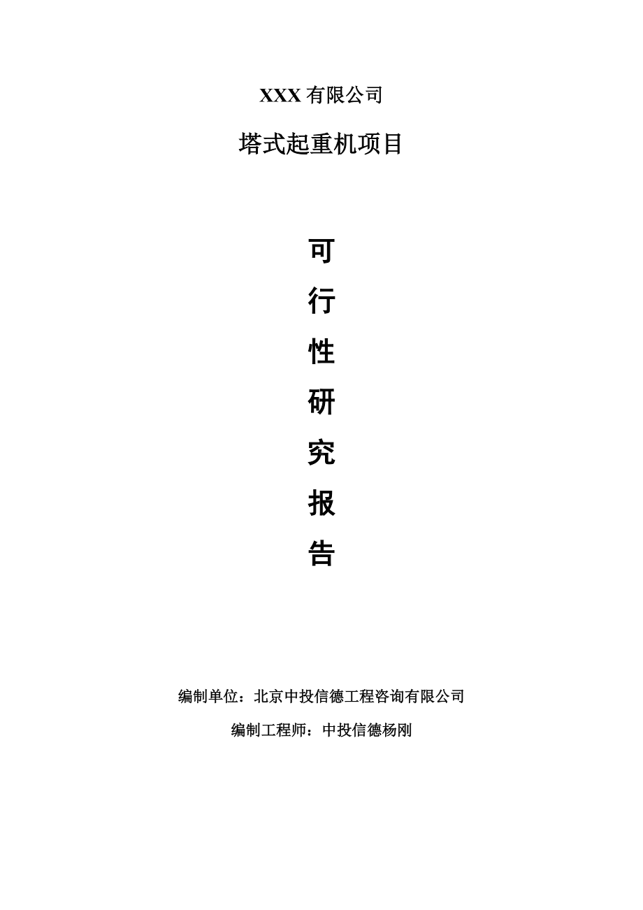 塔式起重机项目可行性研究报告建议书案例.doc_第1页