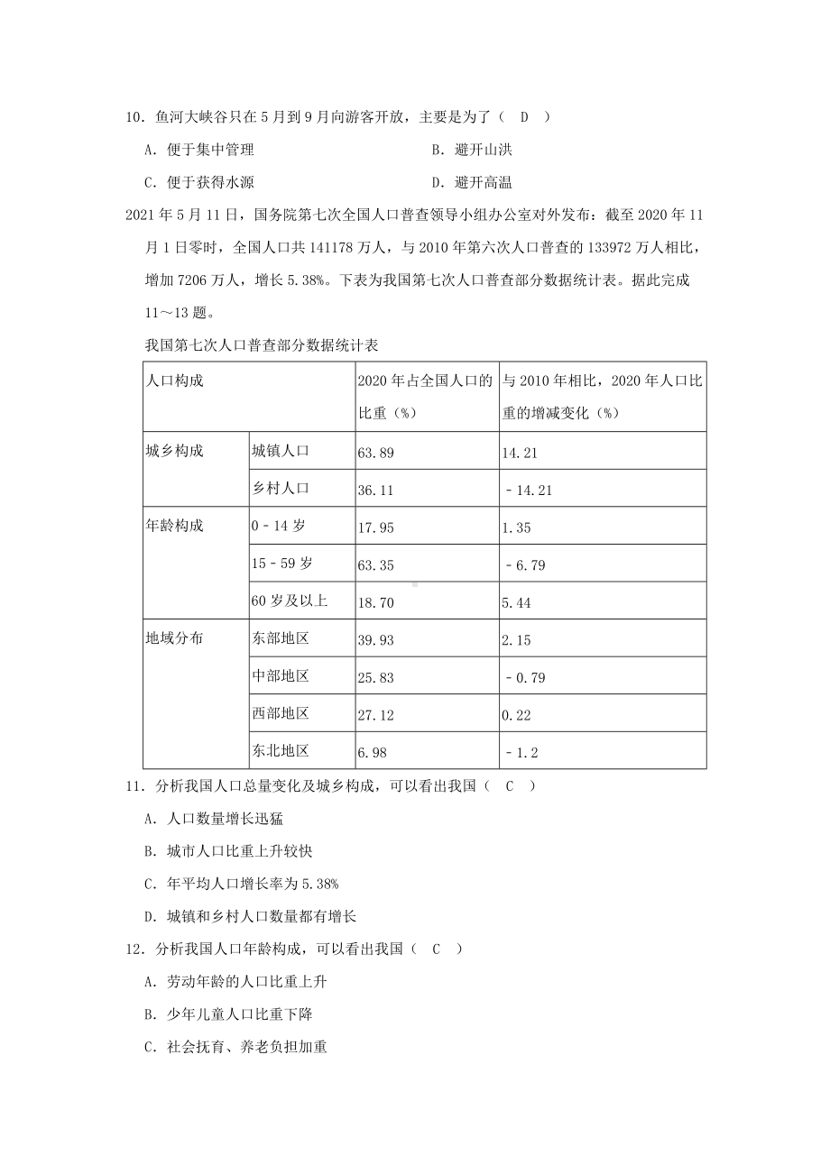 2021年山东省潍坊市中考地理真题附答案.doc_第3页