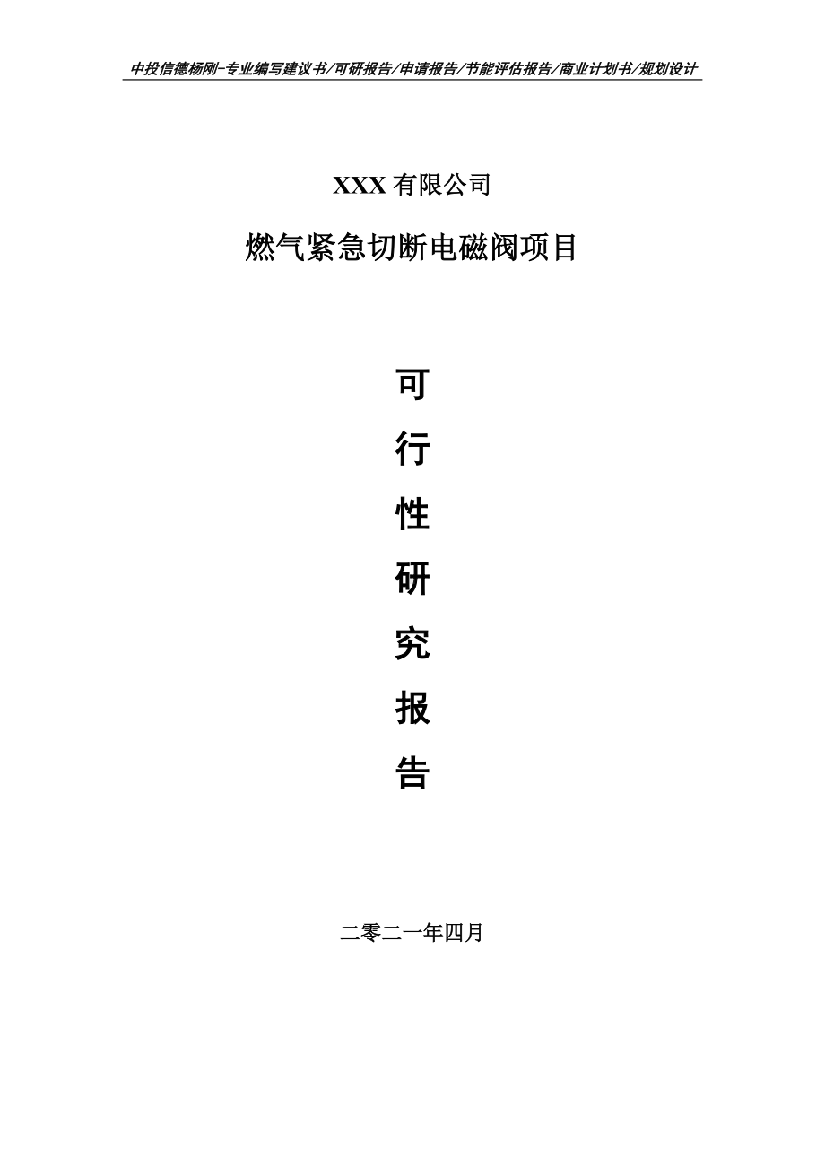 燃气紧急切断电磁阀项目可行性研究报告申请建议书案例.doc_第1页