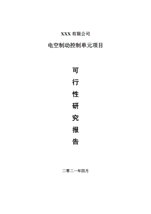 电空制动控制单元项目可行性研究报告建议书案例.doc