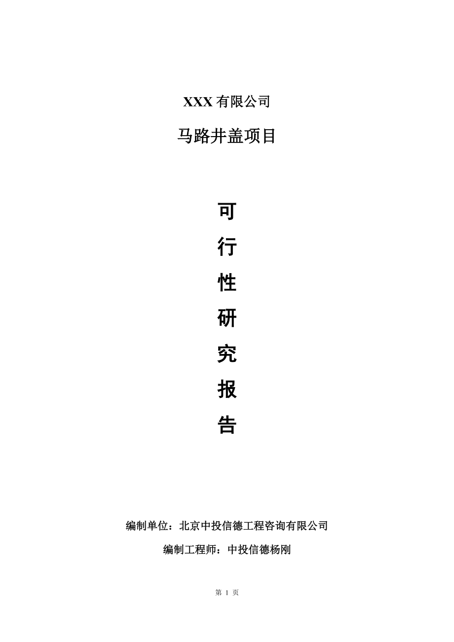 马路井盖建设项目可行性研究报告建议书.doc_第1页