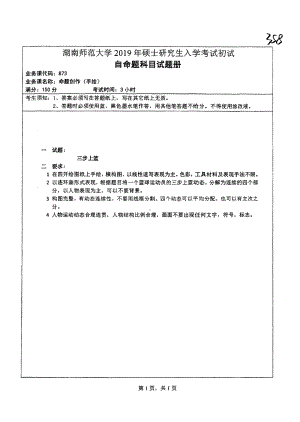 2019年湖南师范大学考研专业课试题873命题创作（手绘）.pdf