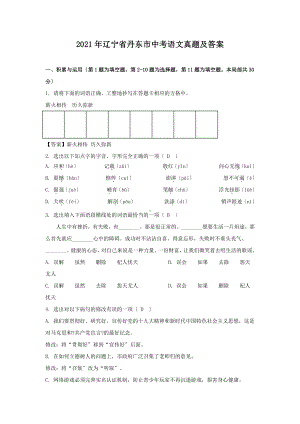 2021年辽宁省丹东市中考语文真题及答案（PDF版）.pdf