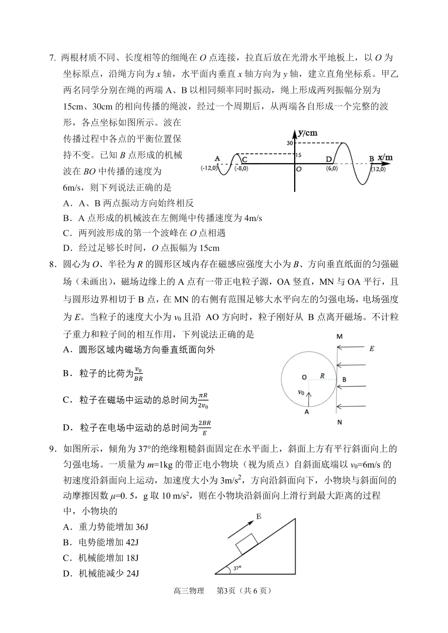 2022届辽宁省沈阳市高三教学质量监测（三模）物理试题.pdf_第3页