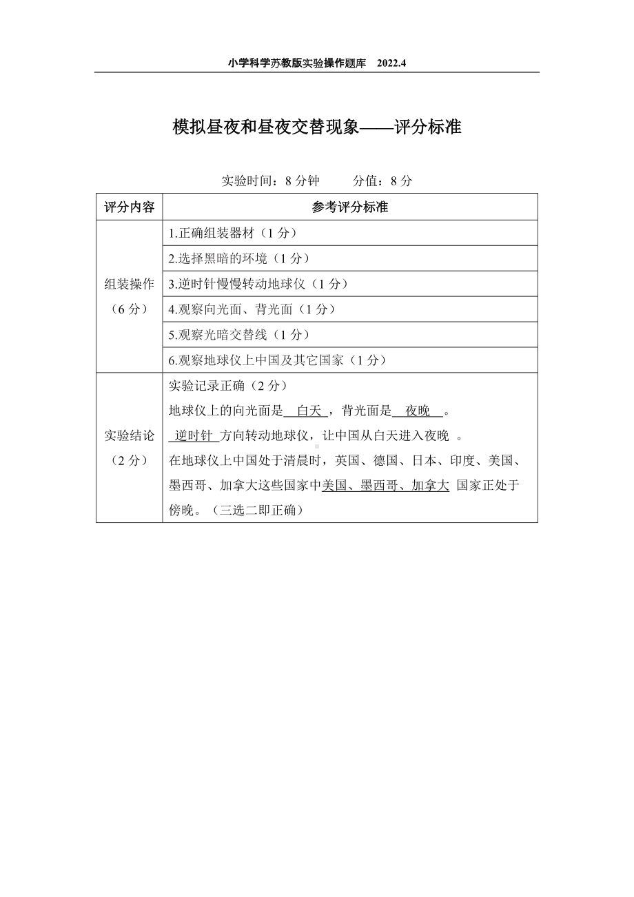 2022苏教版小学科学实验操作题库：48.模拟昼夜和昼夜交替现象的实验 实验操作.docx_第2页