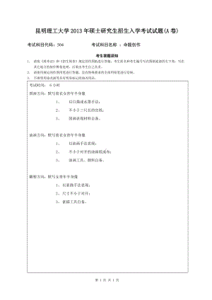 2013年昆明理工大学考研专业课试题504.doc