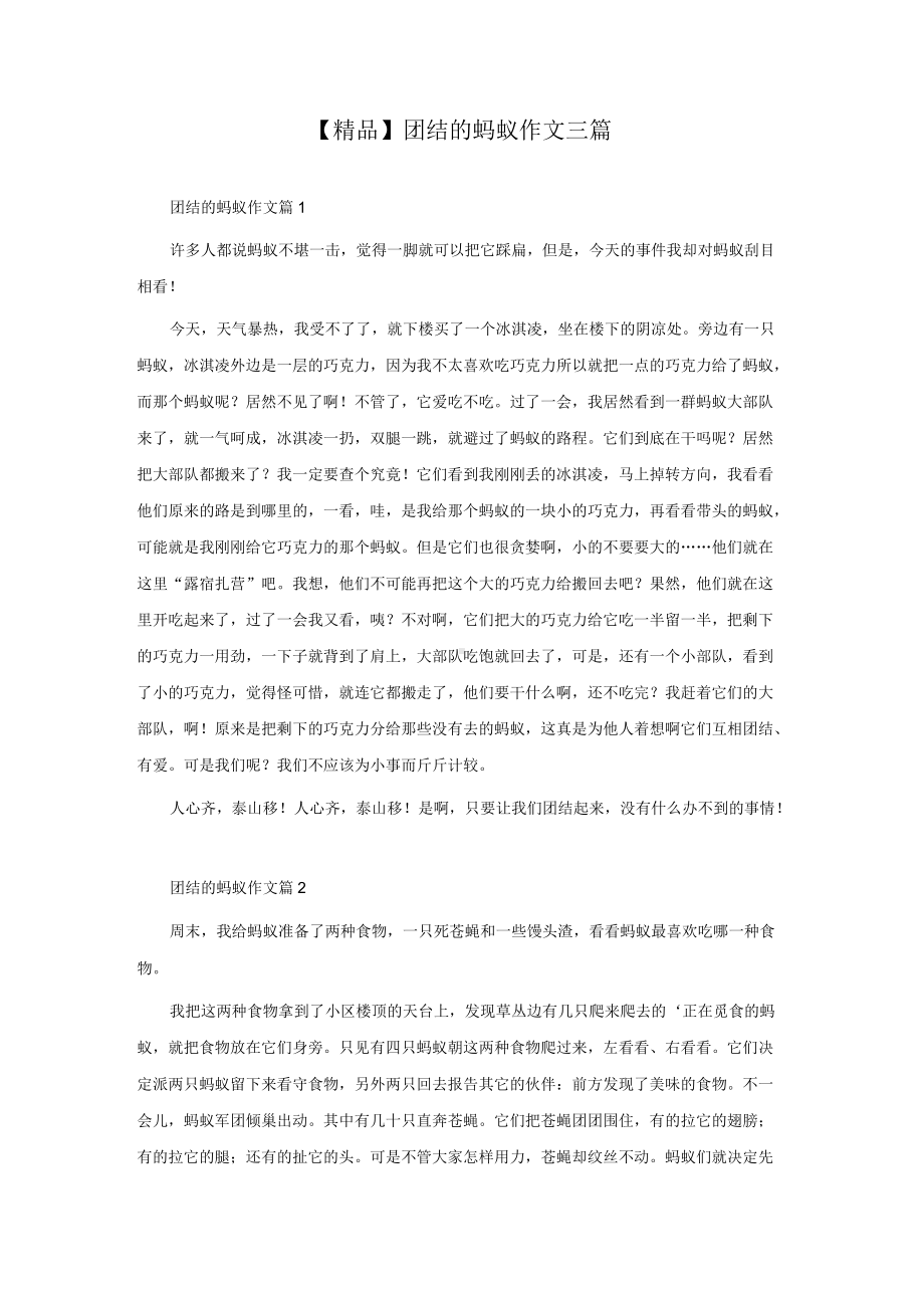 团结的蚂蚁作文三篇.docx_第1页