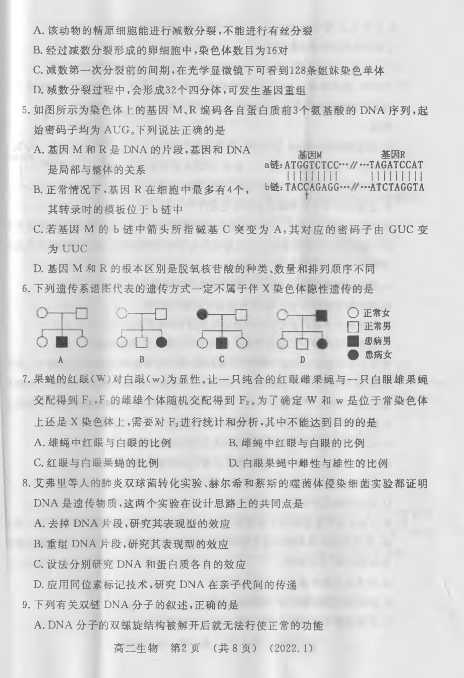 河南省洛阳市2021—2022学年高二上学期期末考试生物试题.pdf_第2页