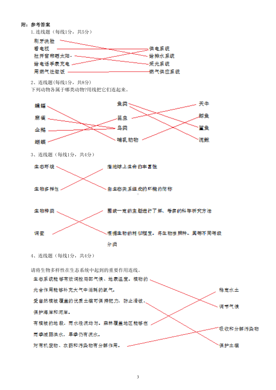 小学科学教科版六年级下册期末复习连线题专项练习（2022新版）（附参考答案）.doc_第3页