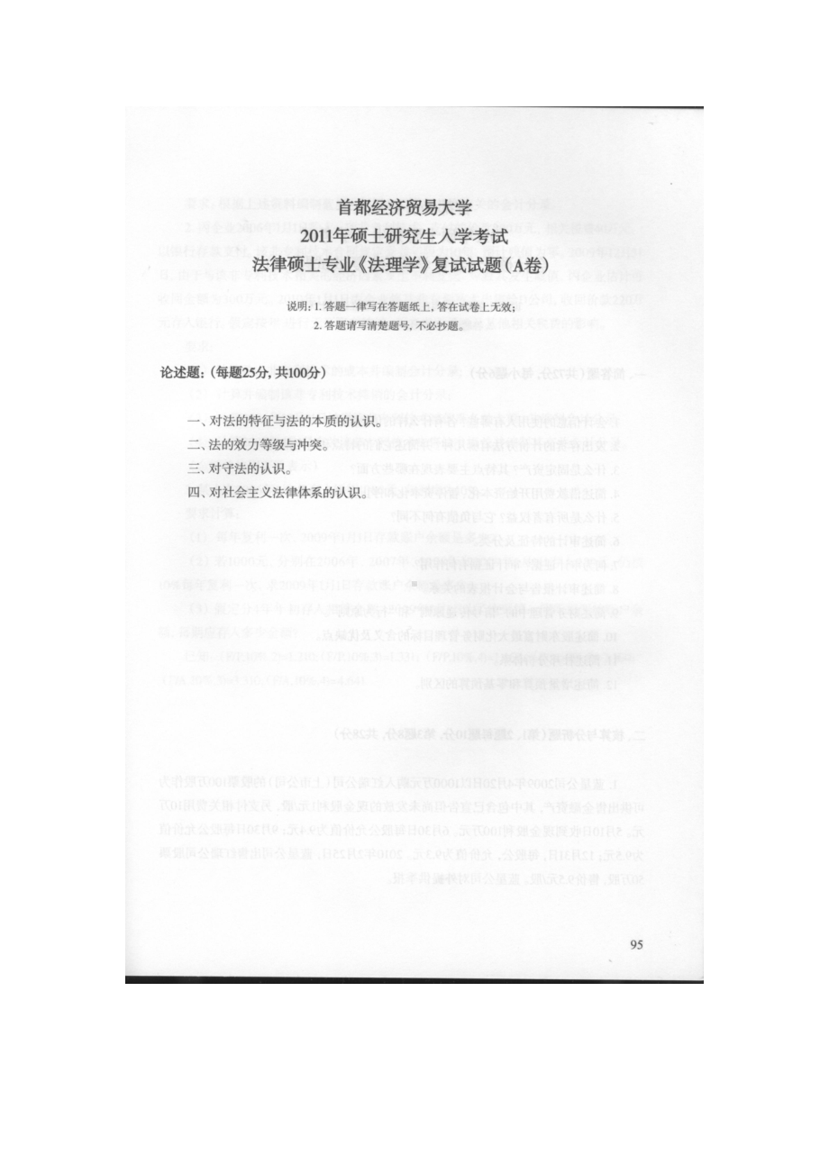 首都经济贸易大学考研专业课试题法理学复试2011-2019.docx_第1页