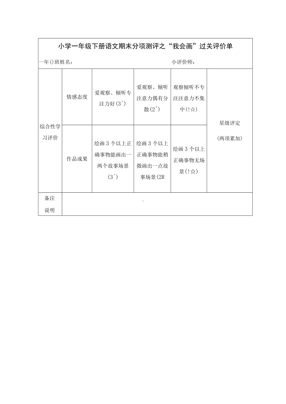 小学语文一年级下册语文期末分项测评之评价单.docx_第3页