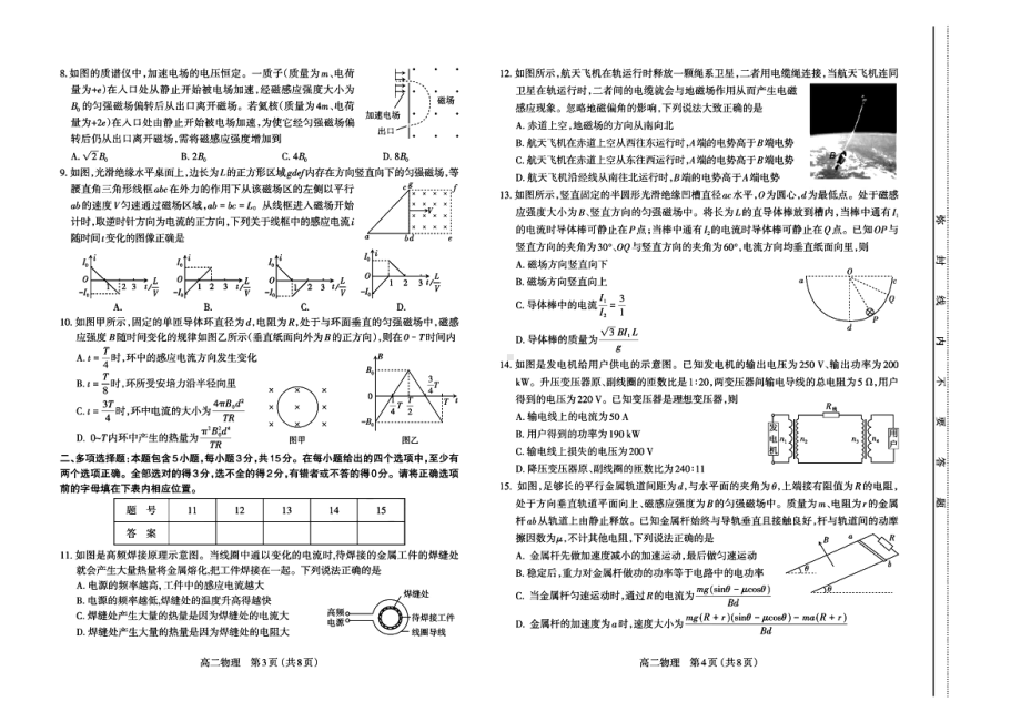 山西省太原市2021-2022学年高二下学期期中考试物理试题.pdf_第2页