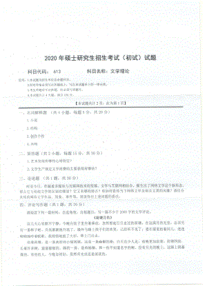 2020年西南科技大学硕士考研专业课真题613文学理论.pdf