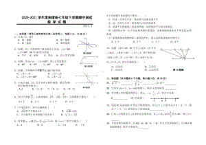 湖北省武汉市新洲区阳逻街（一中、三中、思源）2020-2021学年七年级下学期期中数学试题.pdf