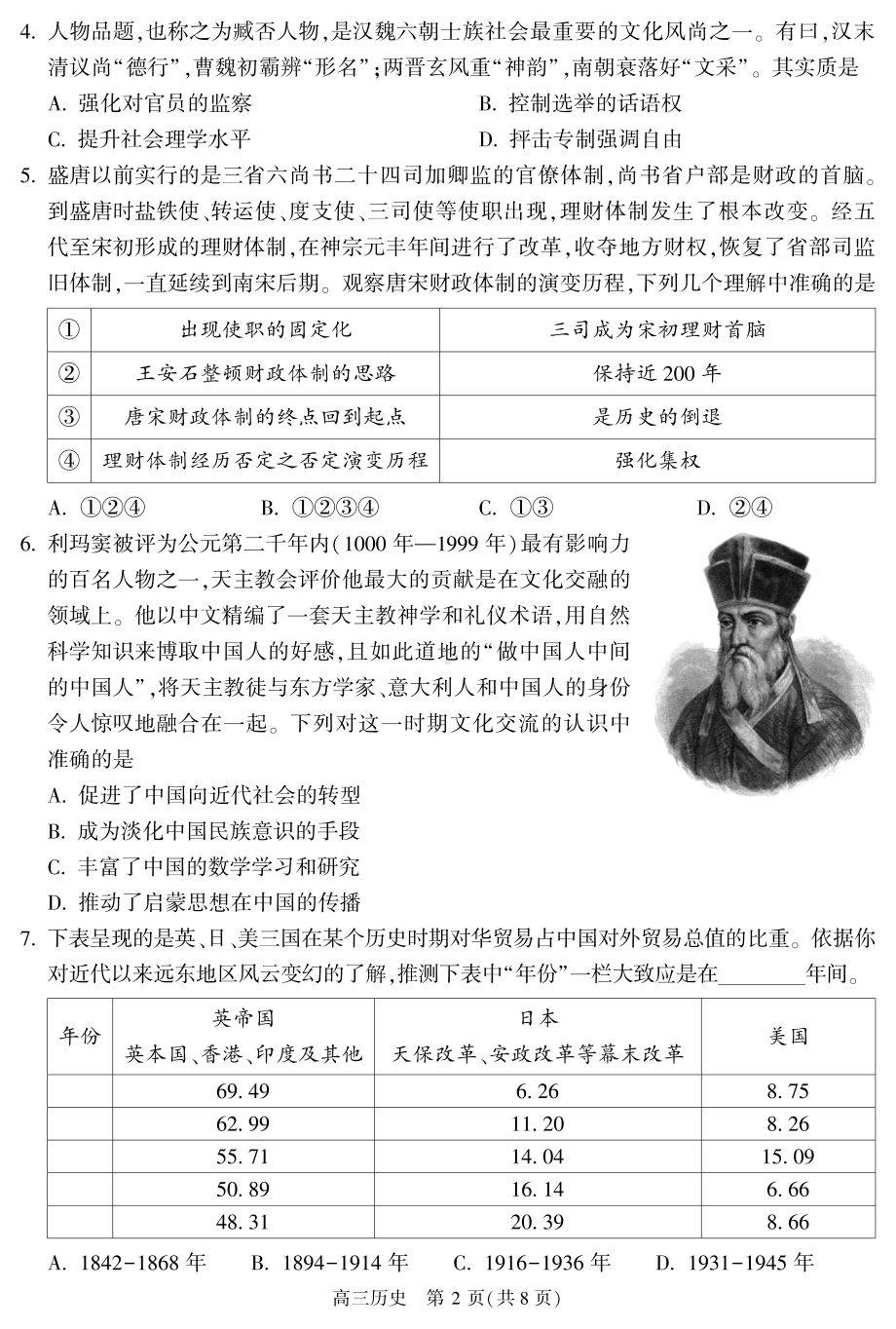 2022年f朝阳高三历史一模试题.pdf_第2页