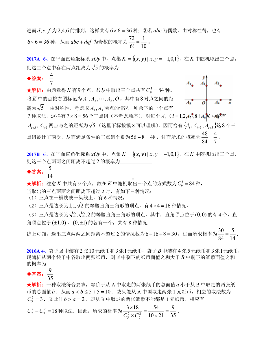 9二项式定理计数概率与统计1981-2019年历年数学联赛50套真题WORD版分类汇编含详细答案.doc_第3页