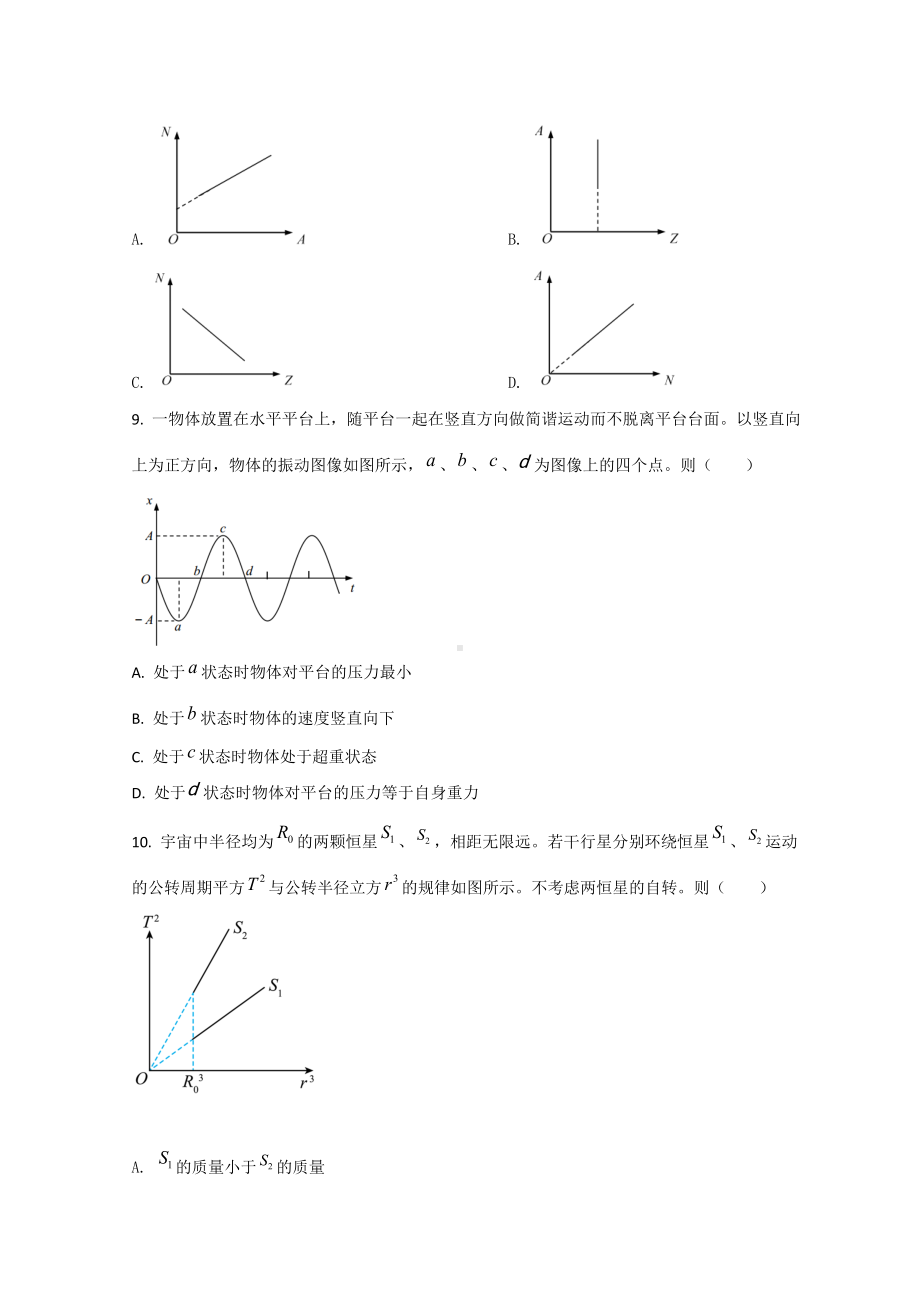 上海市杨浦区2022届高三下学（4月）高考二模考试物理 试题（含答案）.doc_第3页