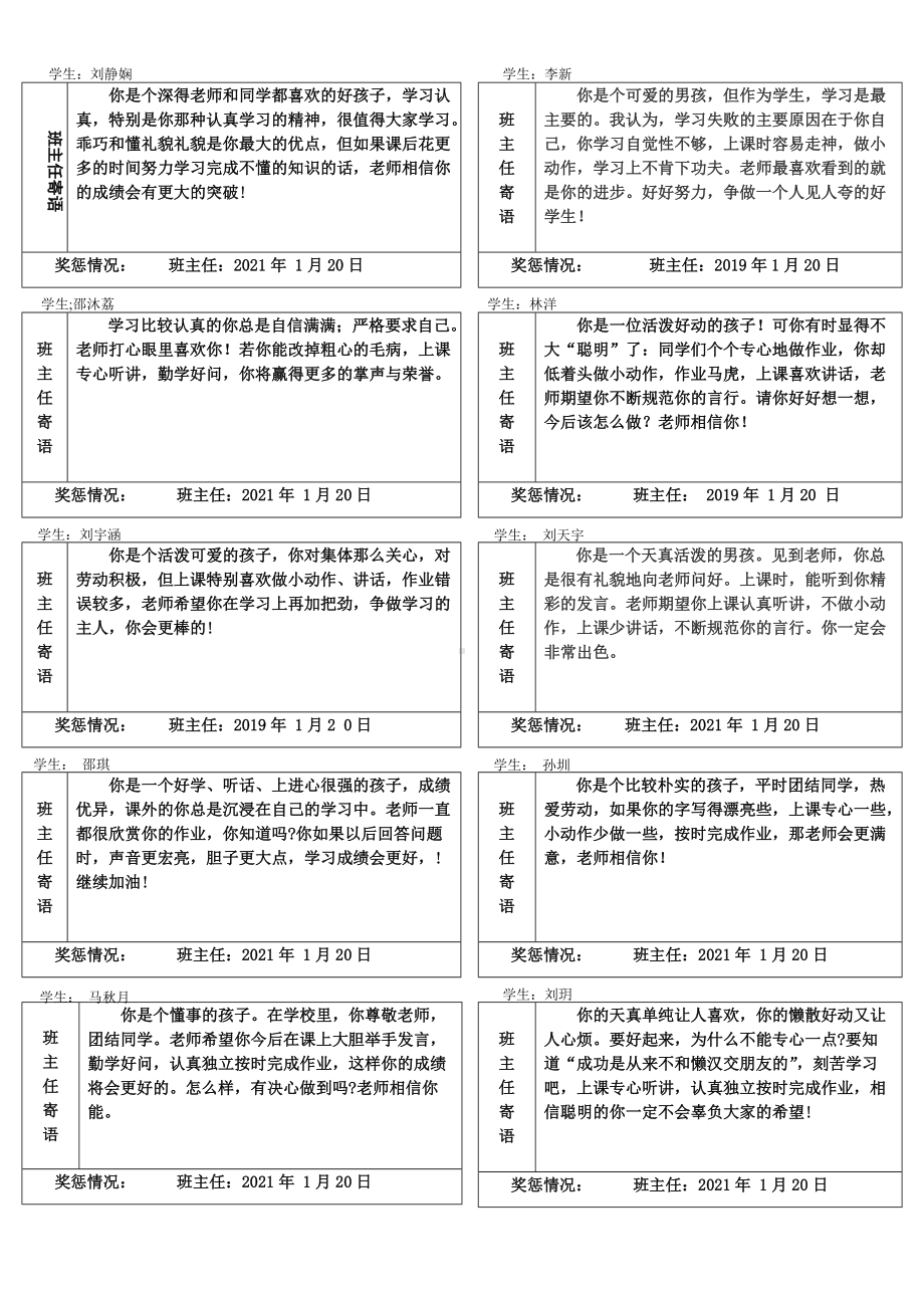 南京某学校四年级上学期学生寄语.doc_第2页