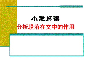 小说阅读-1分析段落在文中的作用资料课件.ppt