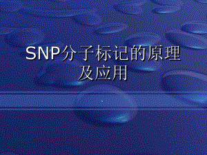 SNP分子标记的原理及应用解读课件.ppt