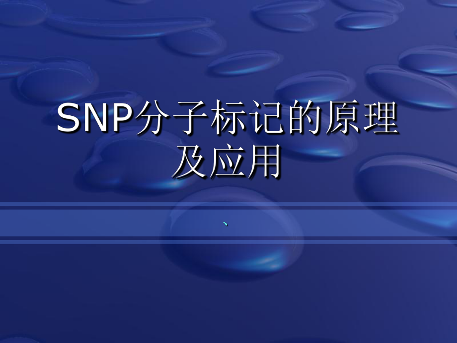 SNP分子标记的原理及应用解读课件.ppt_第1页