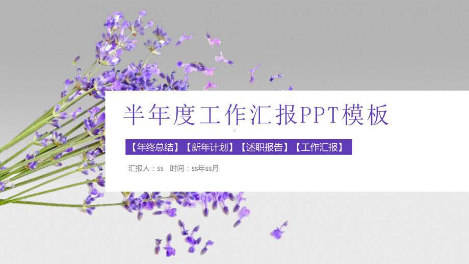 小清新简约薰衣草述职报告PPT模板ppt通用模板课件.pptx_第1页