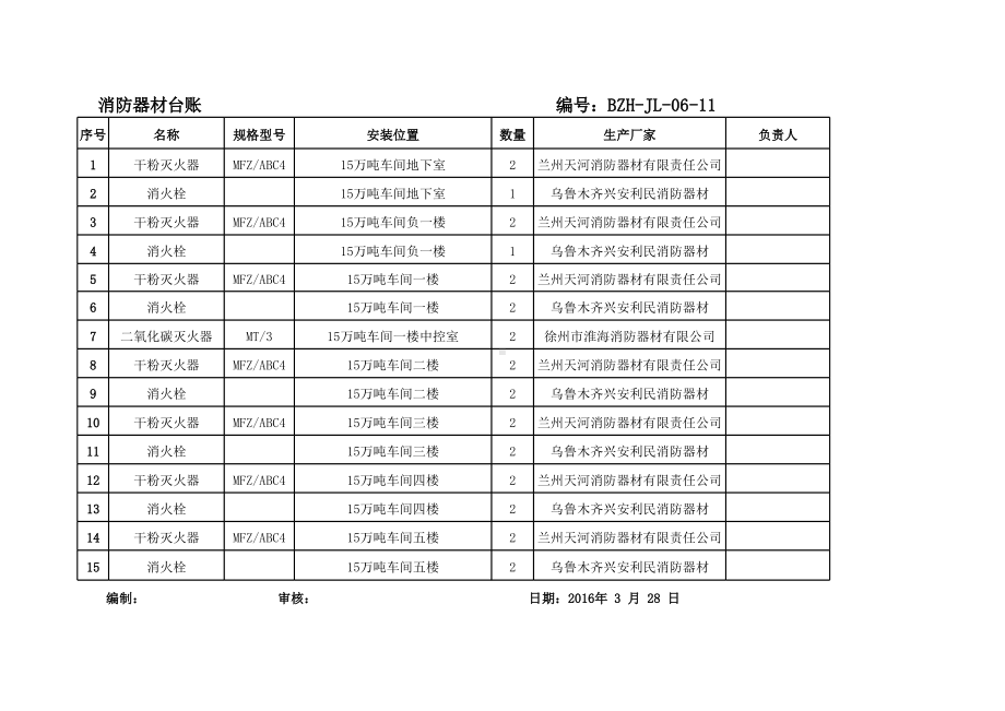 灭火器消防栓台账.xls_第1页