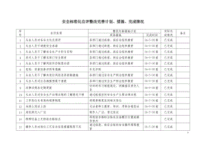 安全标准化自评整改完善计划（参考）.doc