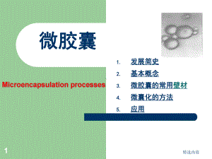 微胶囊：微胶囊的常用壁材、微囊化的方法等[学习内课件.ppt